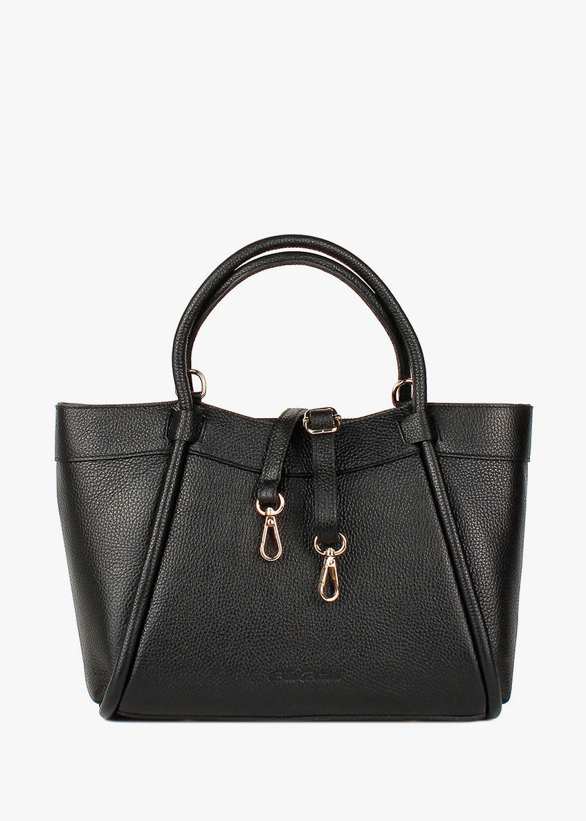 Bolso de mano de piel italiana Negro 6370-05-32