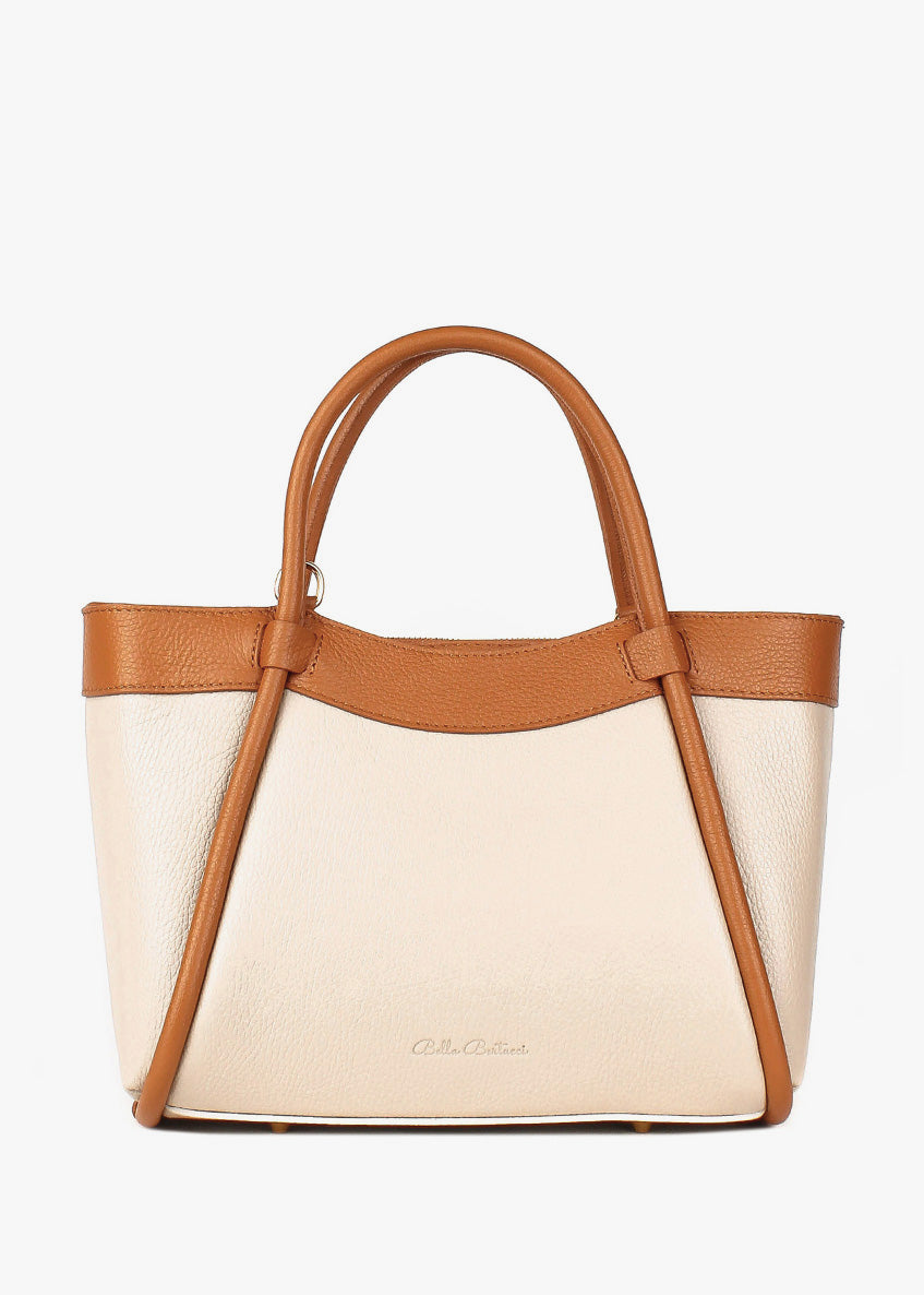 Bolso de mano de piel italiana Beige 6370-1145-32