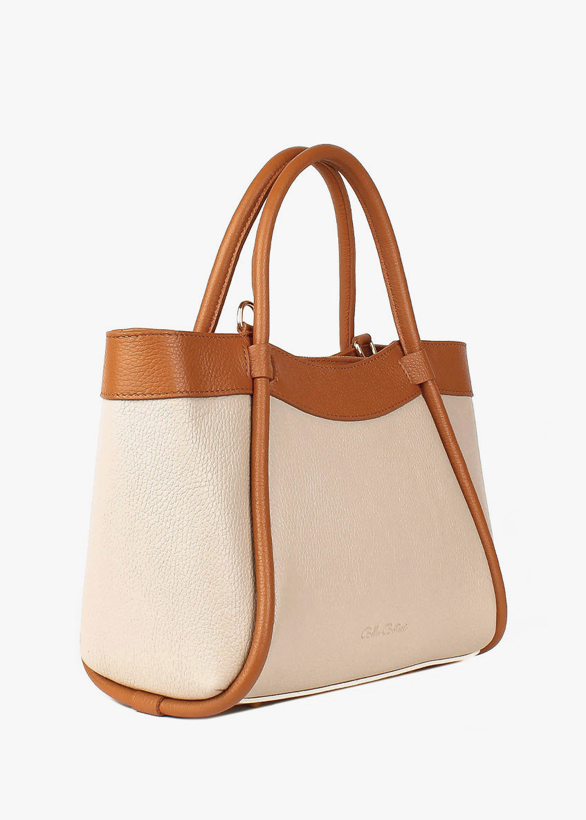 Bolso de mano de piel italiana Beige 6370-1145-32