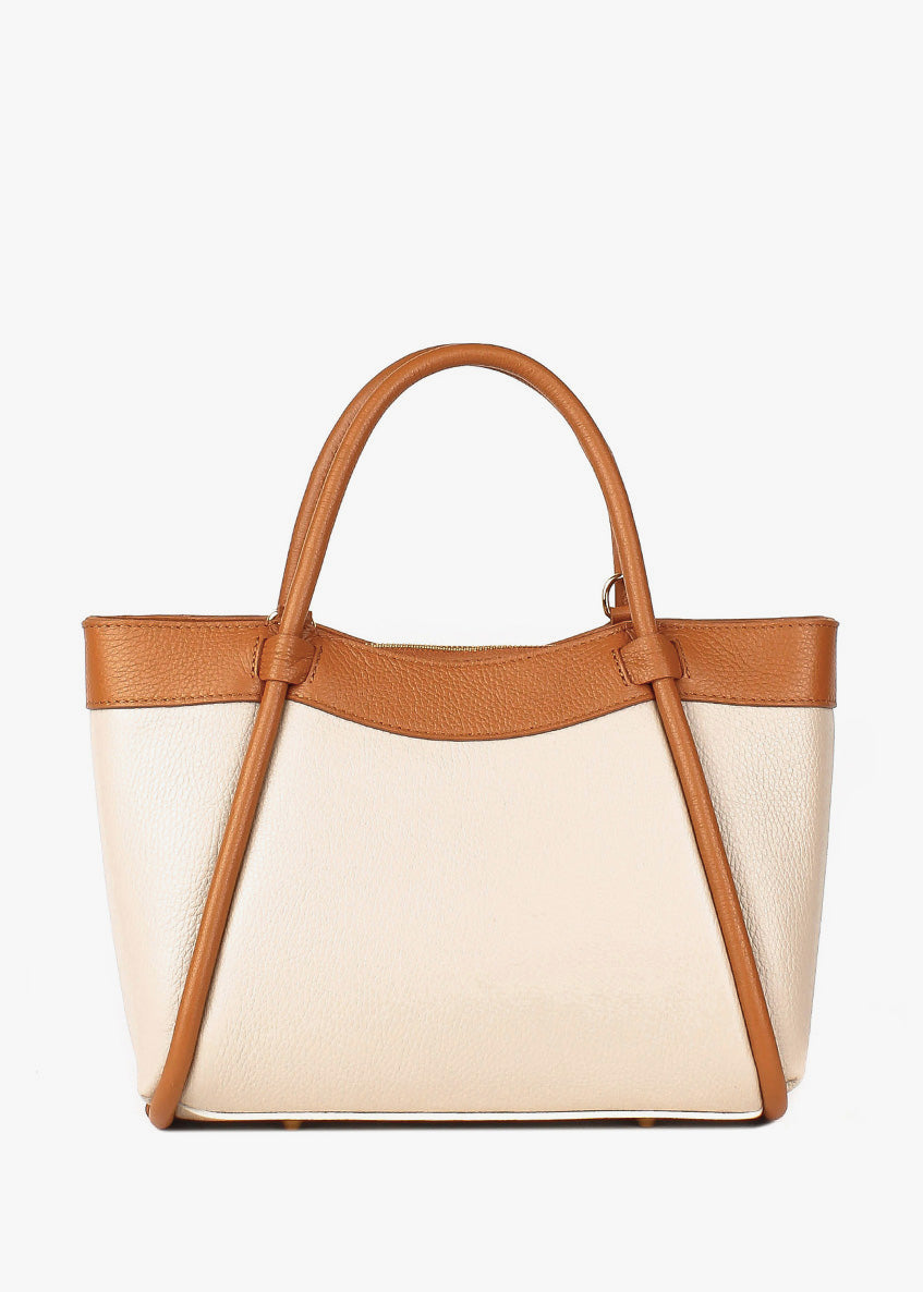 Bolso de mano de piel italiana Beige 6370-1145-32