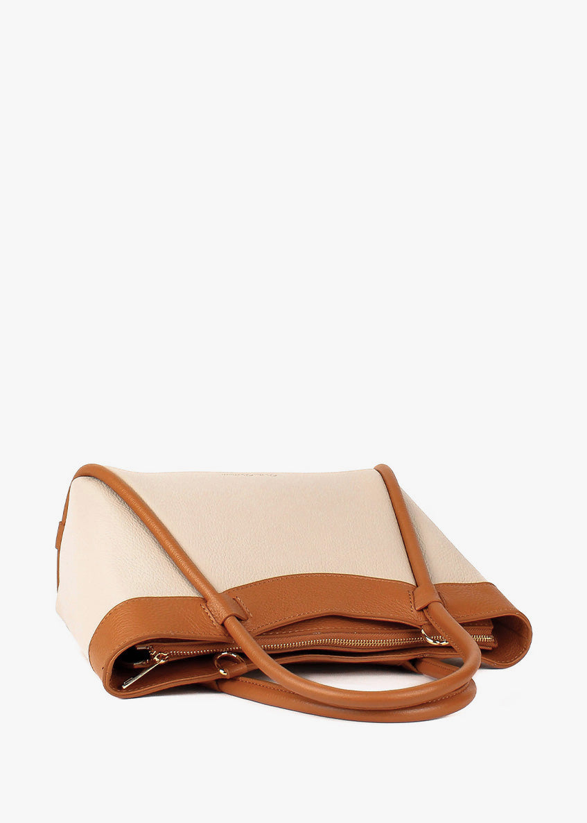 Bolso de mano de piel italiana Beige 6370-1145-32