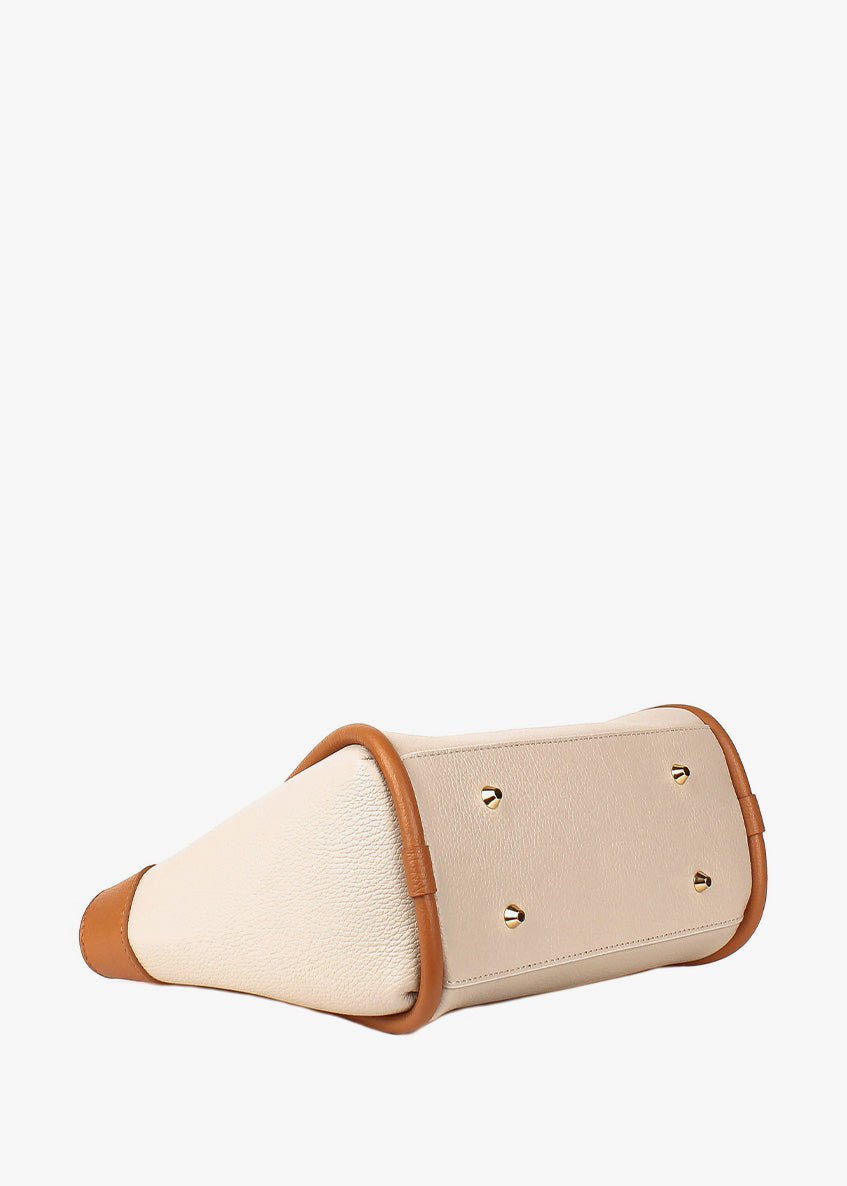 Bolso de mano de piel italiana Beige 6370-1145-32