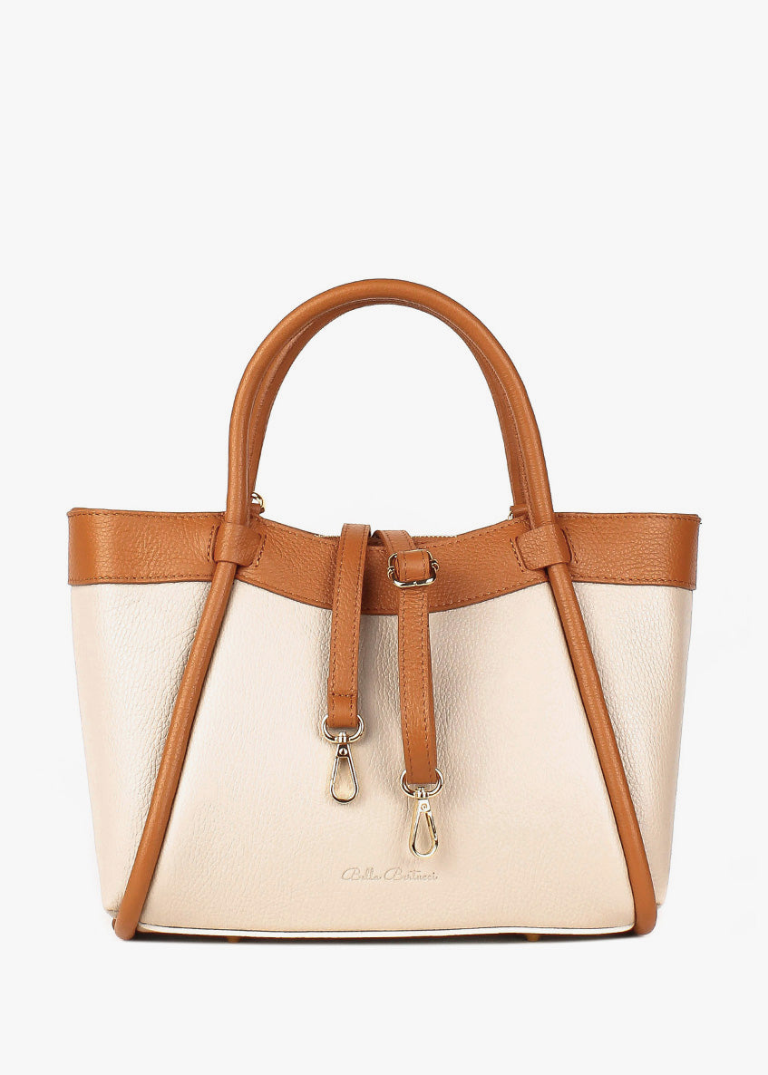 Bolso de mano de piel italiana Beige 6370-1145-32