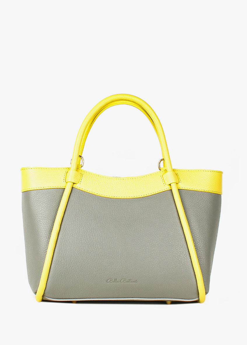 Bolso de mano de piel italiana Gris 6370-1815-32