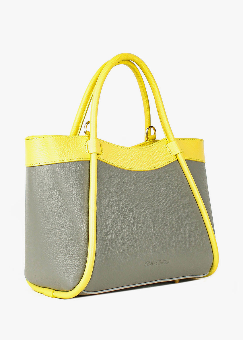 Bolso de mano de piel italiana Gris 6370-1815-32