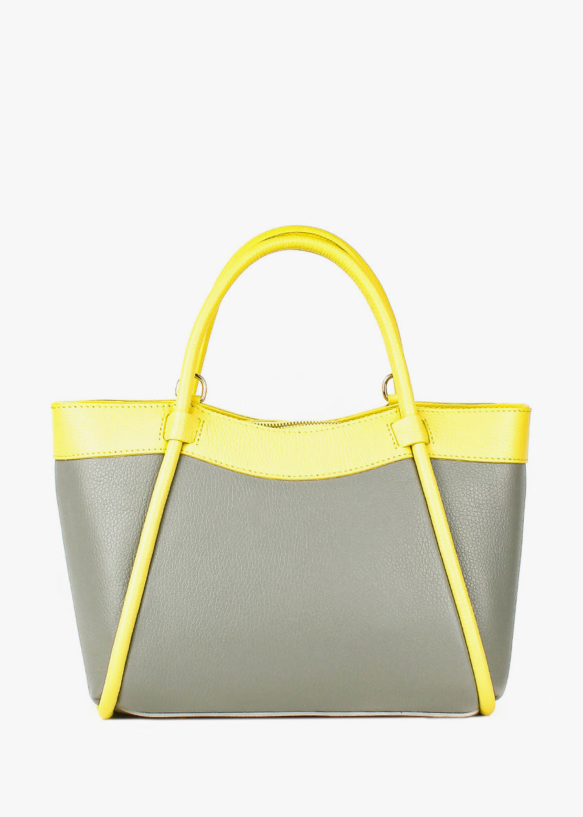 Bolso de mano de piel italiana Gris 6370-1815-32