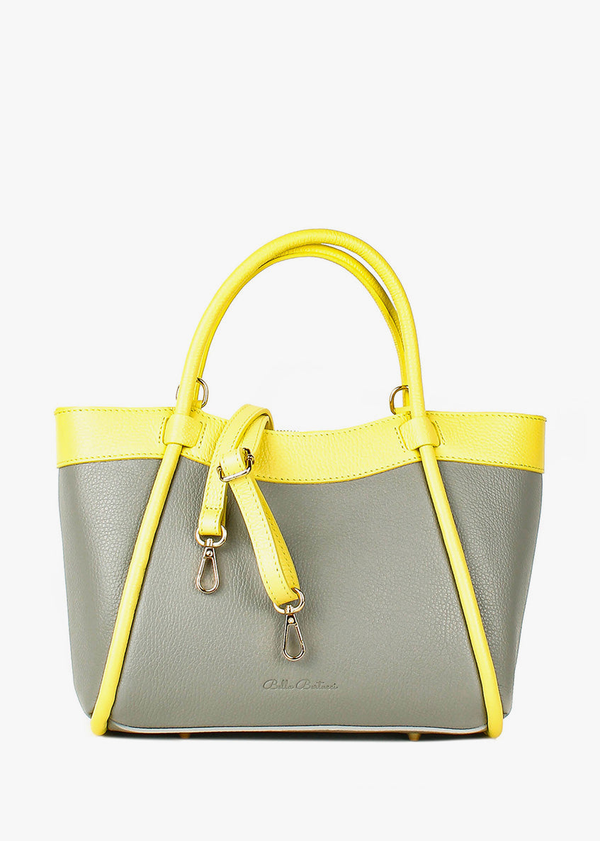 Bolso de mano de piel italiana Gris 6370-1815-32