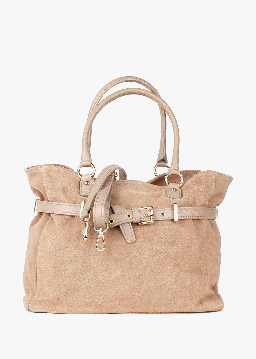 Bolso de mano de piel italiana Beige 6625-11-47