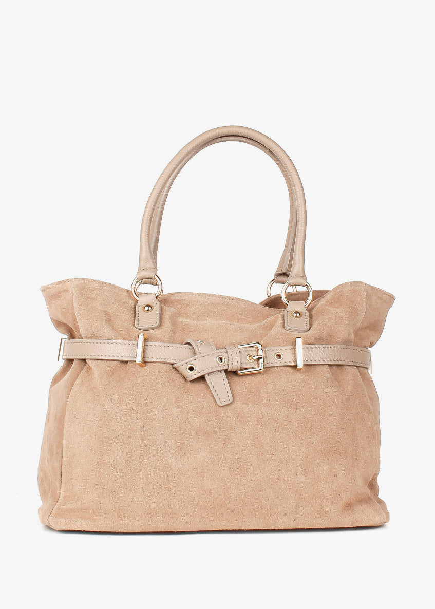 Bolso de mano de piel italiana Beige 6625-11-47