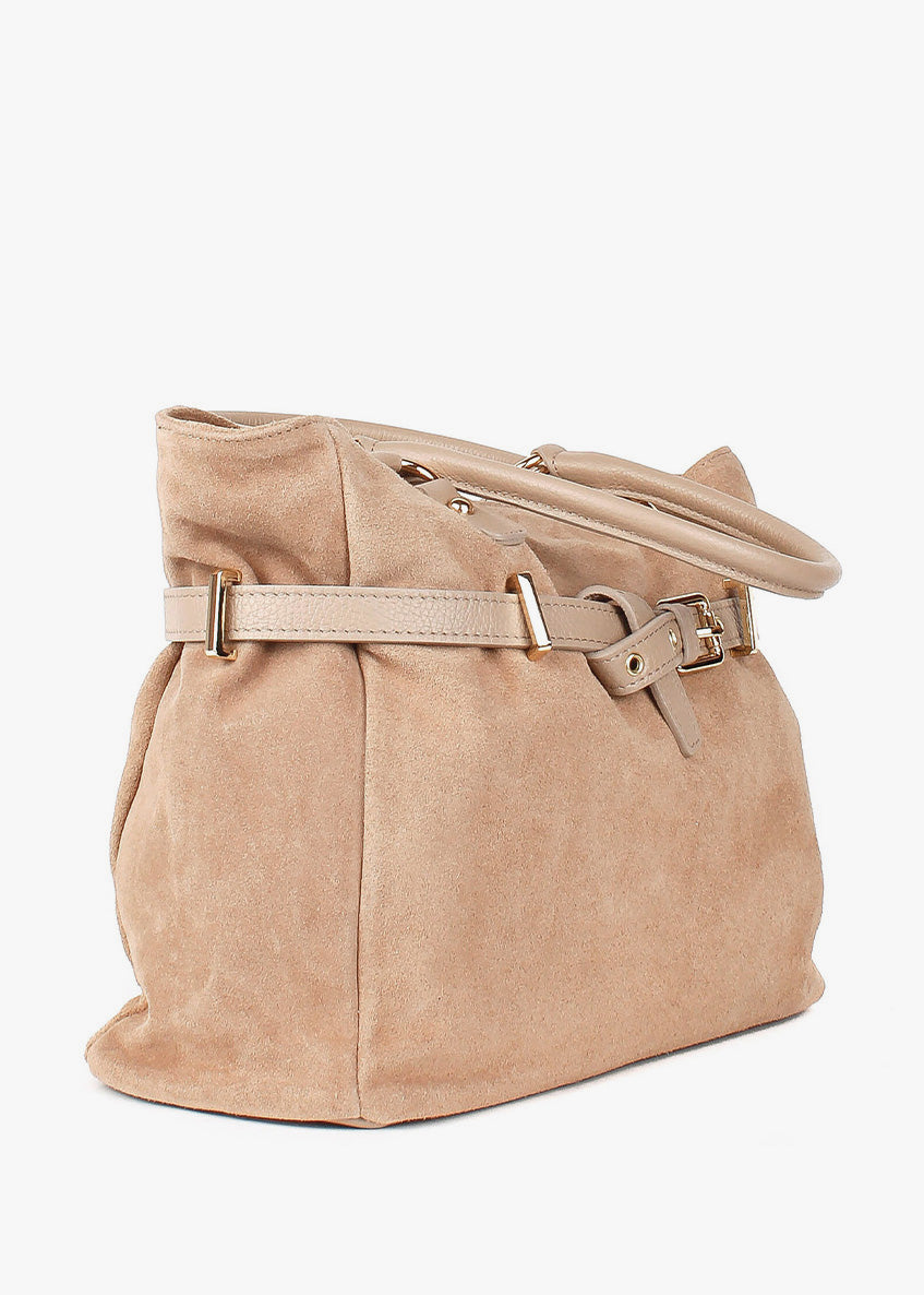 Bolso de mano de piel italiana Beige 6625-11-47