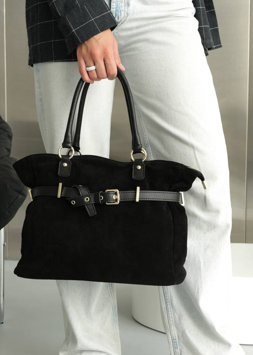 Bolso de mano de piel italiana Negro 6625-05-47