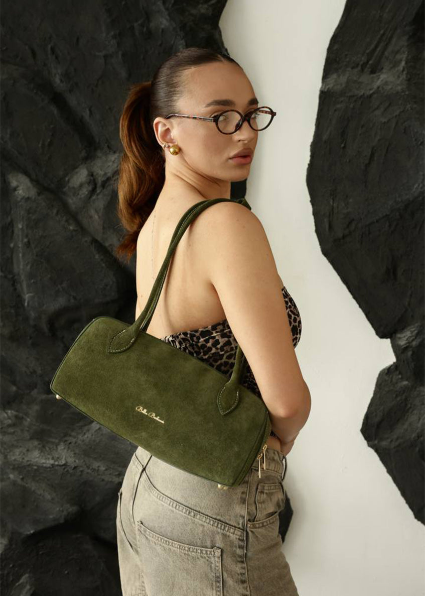 Bolso de mano de piel italiana Verde 8999-24-38