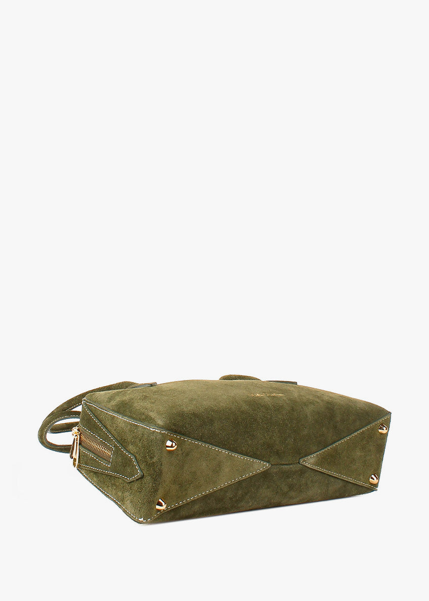 Bolso de mano de piel italiana Verde 8999-24-38