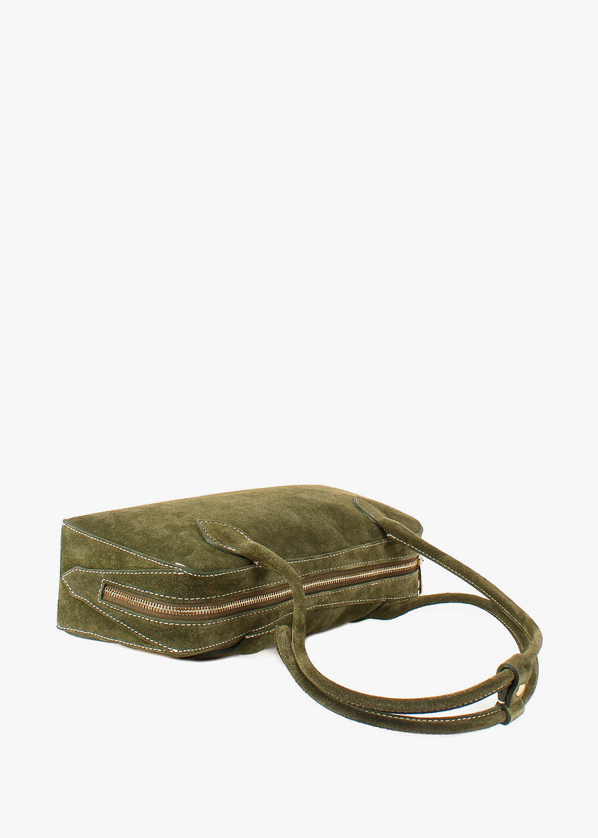 Bolso de mano de piel italiana Verde 8999-24-38