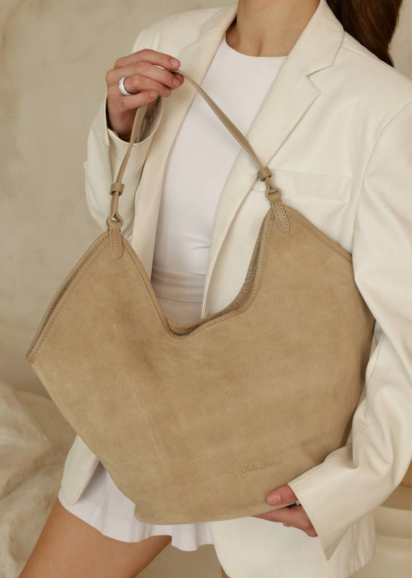Bolso de hombro de piel italiana Beige 4890-11-47