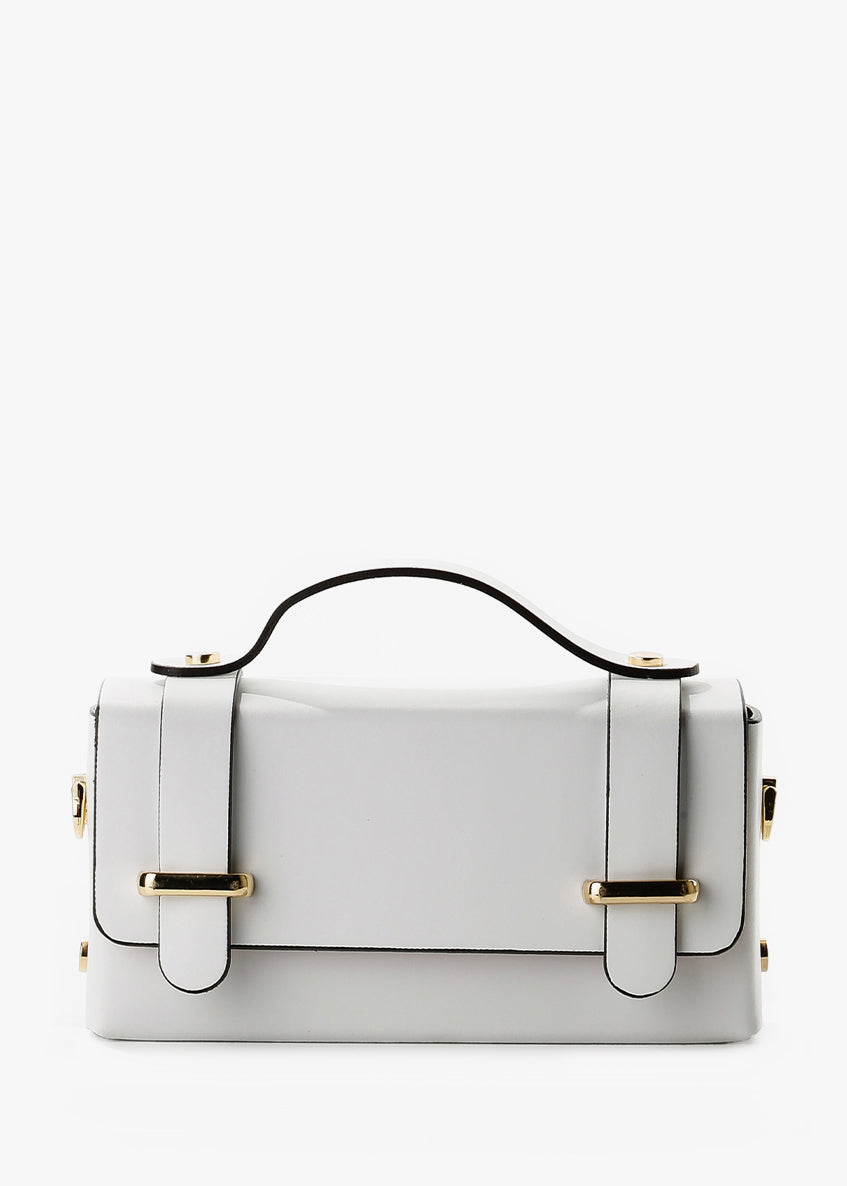 Bandolera de piel italiana Blanco 4242-16-31