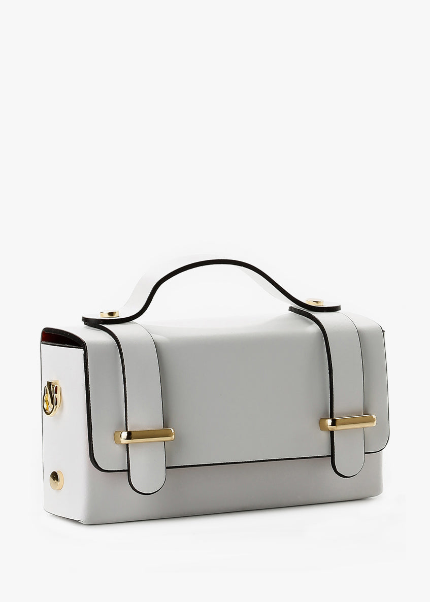 Bandolera de piel italiana Blanco 4242-16-31