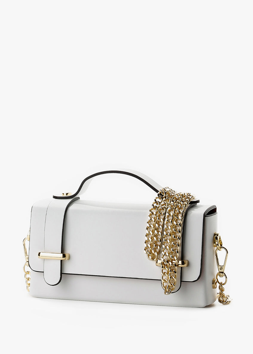 Bandolera de piel italiana Blanco 4242-16-31