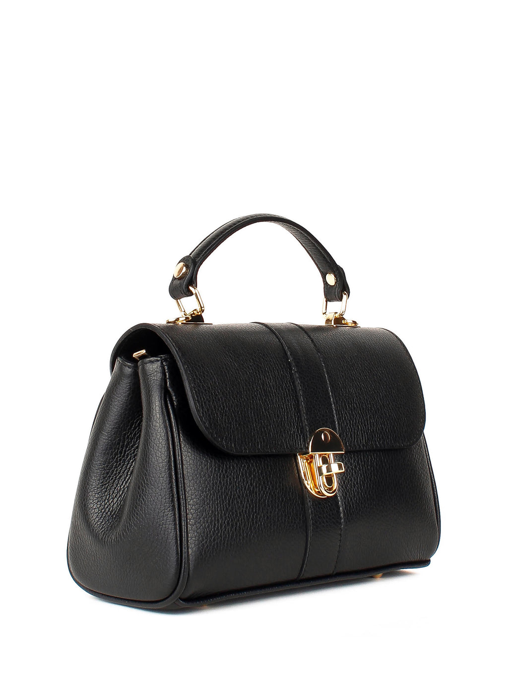 Bolso de mano de piel italiana Negro 4222-05-32
