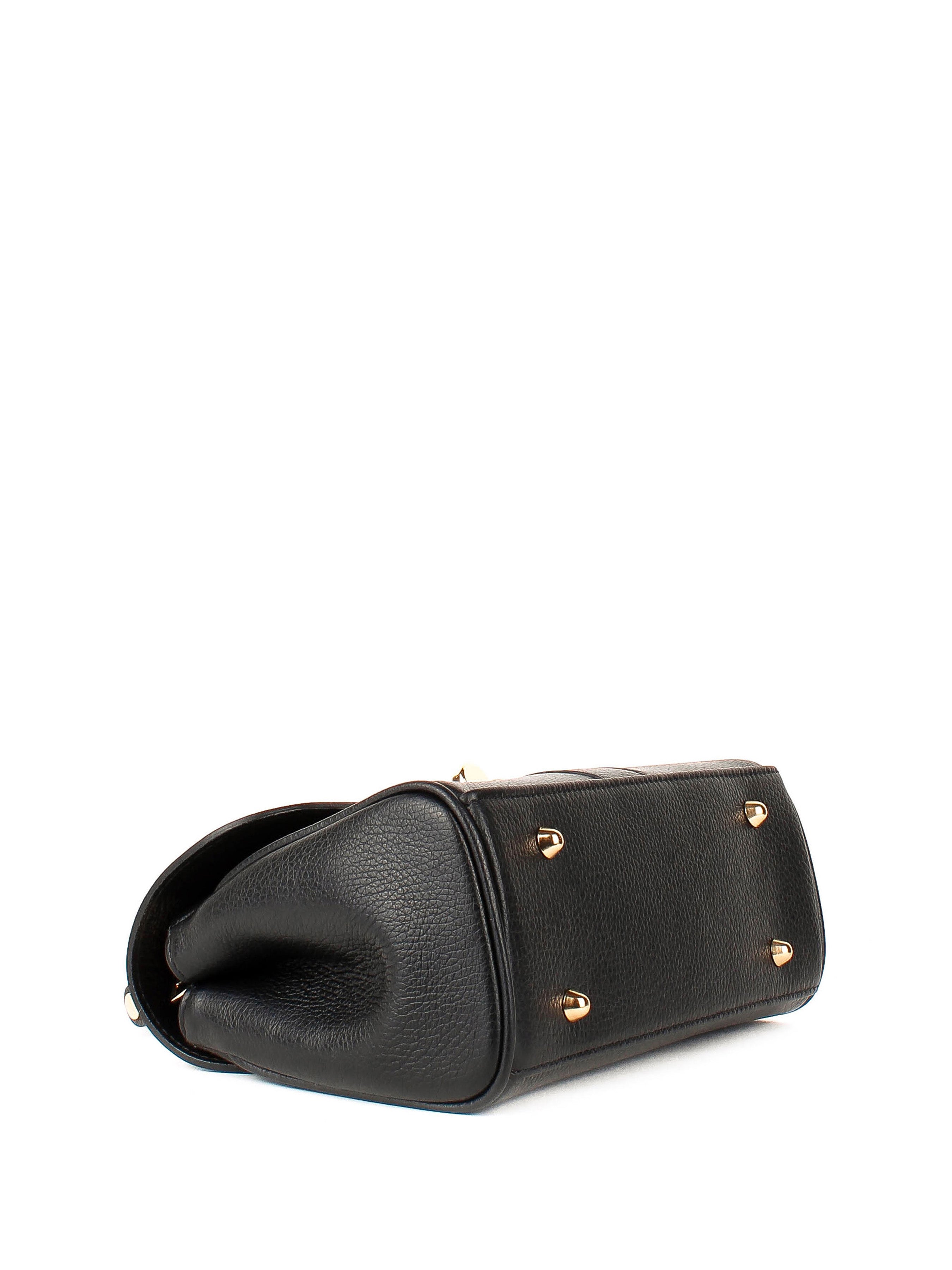 Bolso de mano de piel italiana Negro 4222-05-32