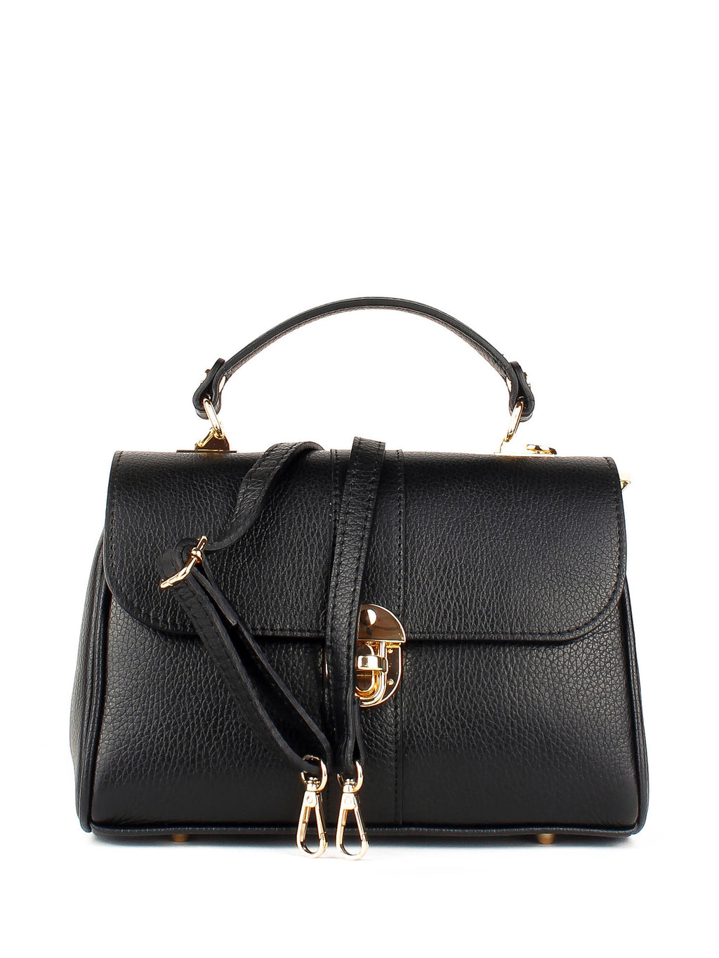 Bolso de mano de piel italiana Negro 4222-05-32