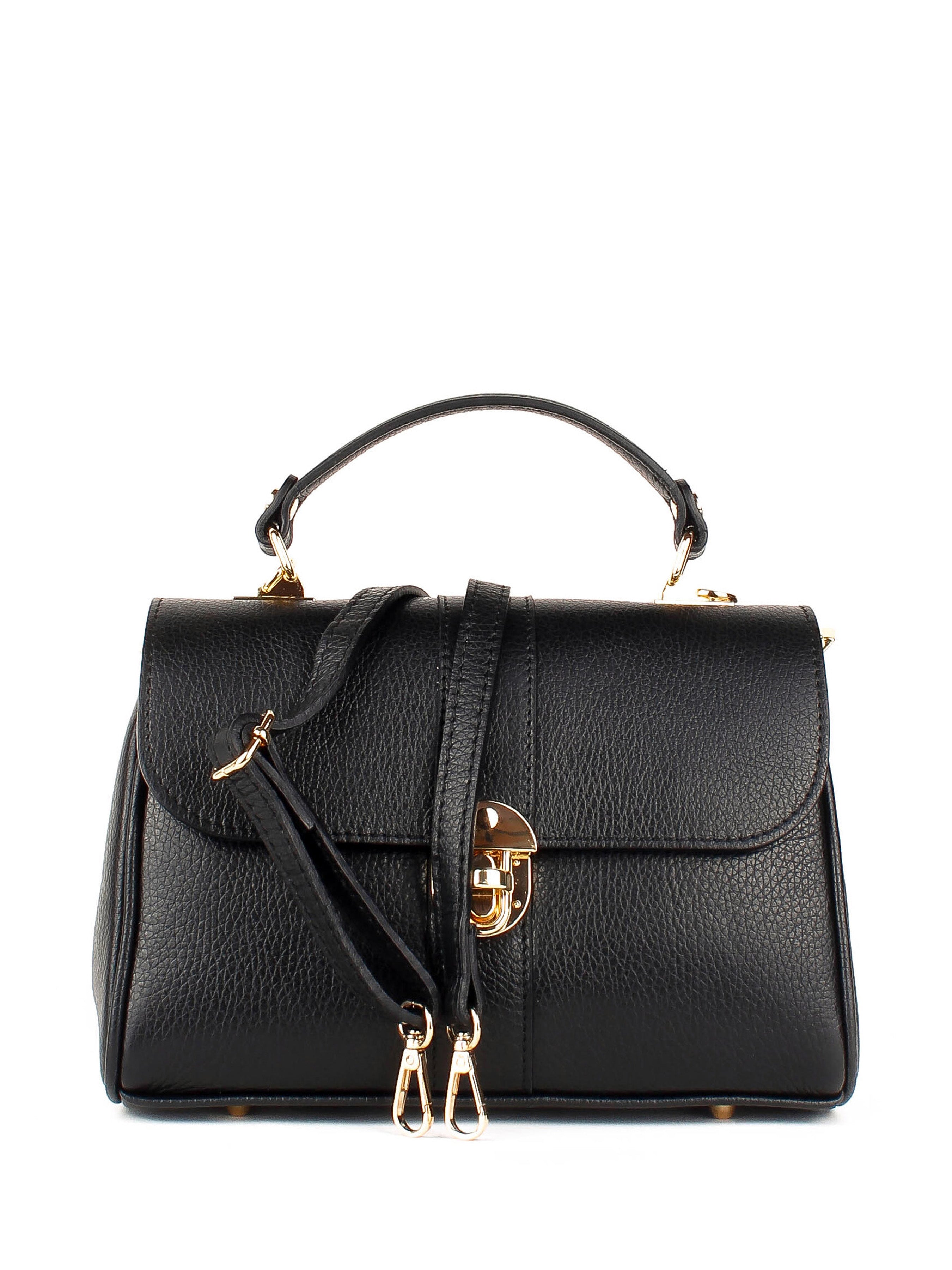 Bolso de mano de piel italiana Negro 4222-05-32