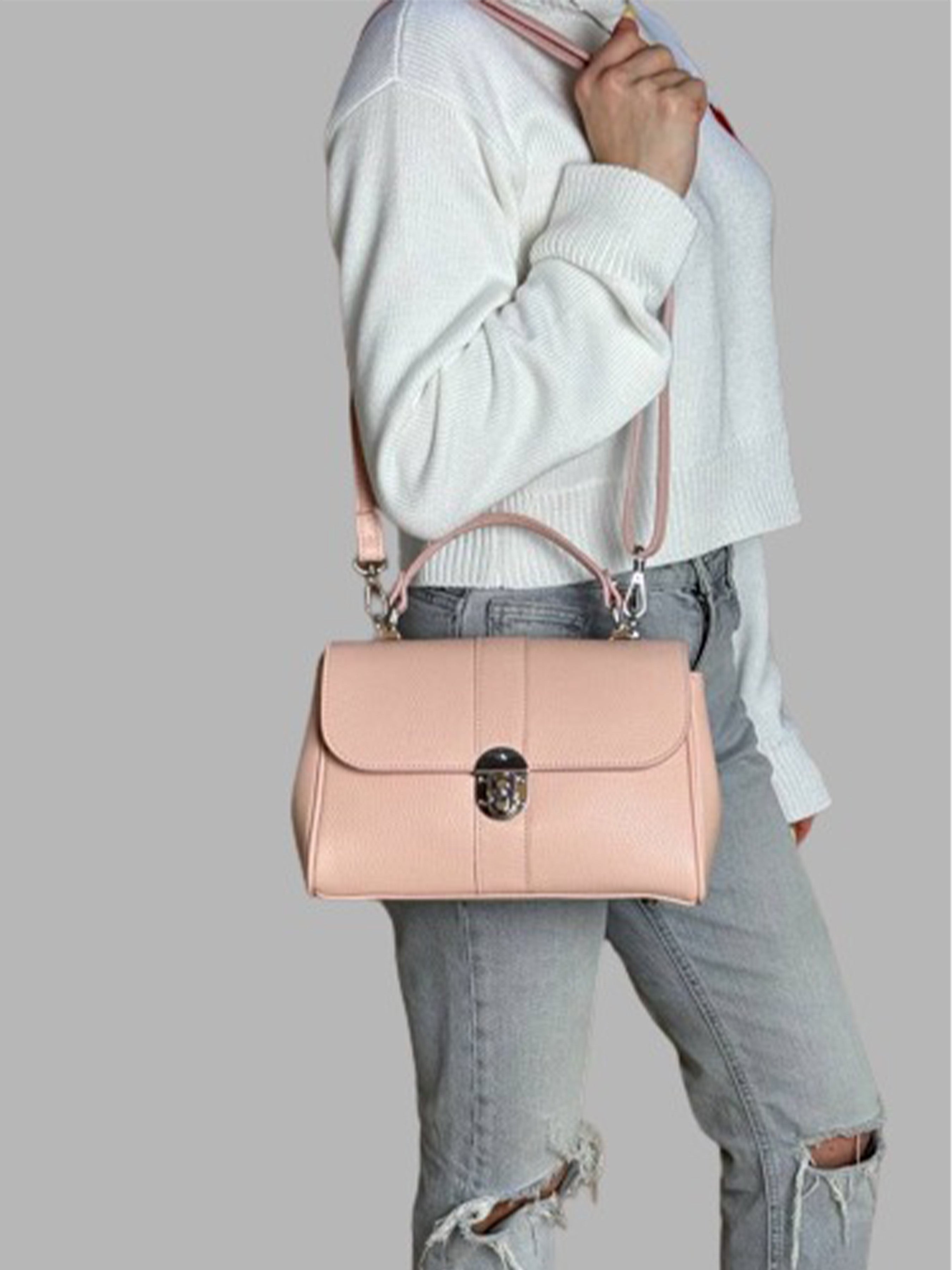 Bolso de mano de piel italiana Polvoriento 4222-09-32