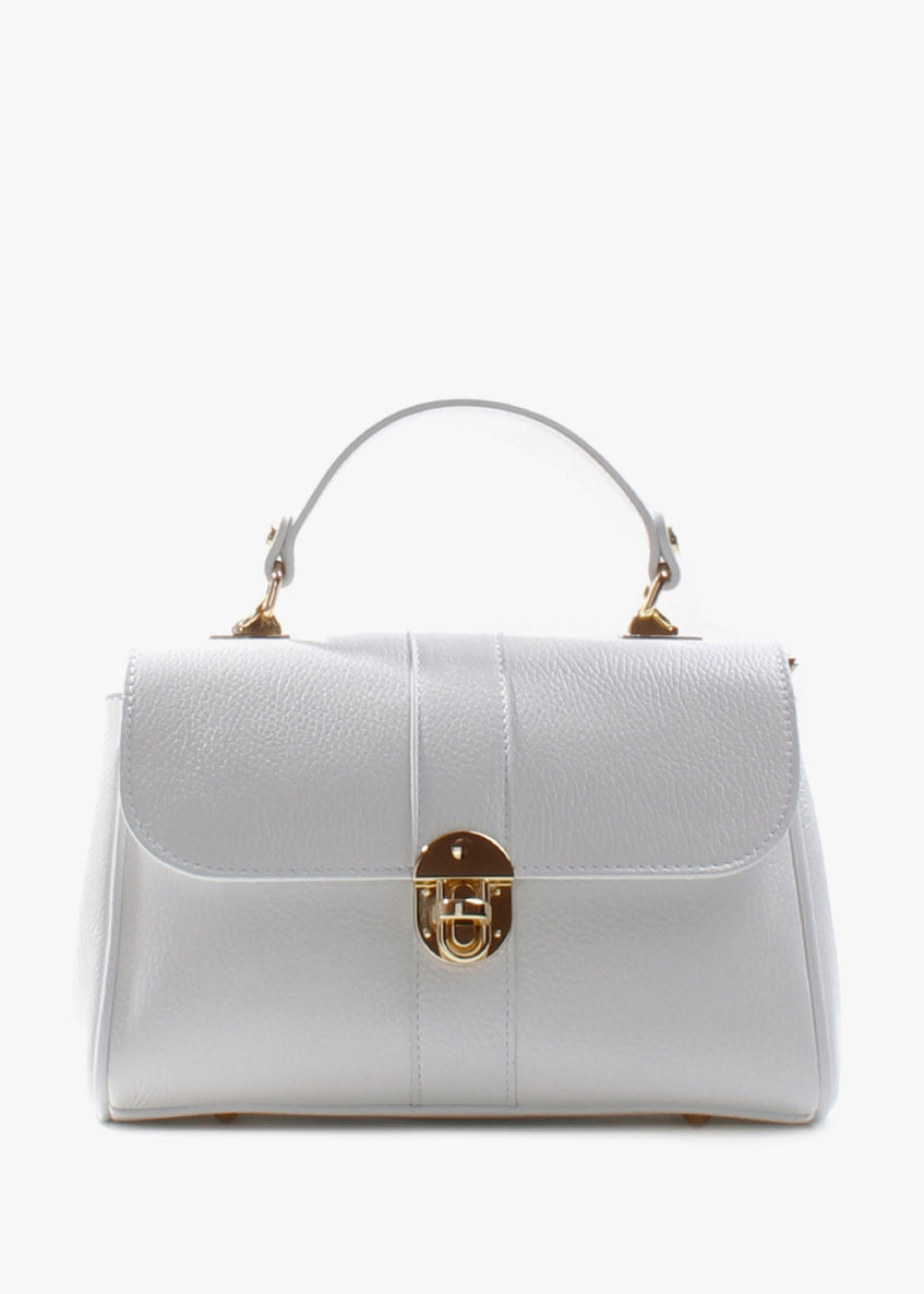 Bolso de mano de piel italiana Blanco 4222-16-32
