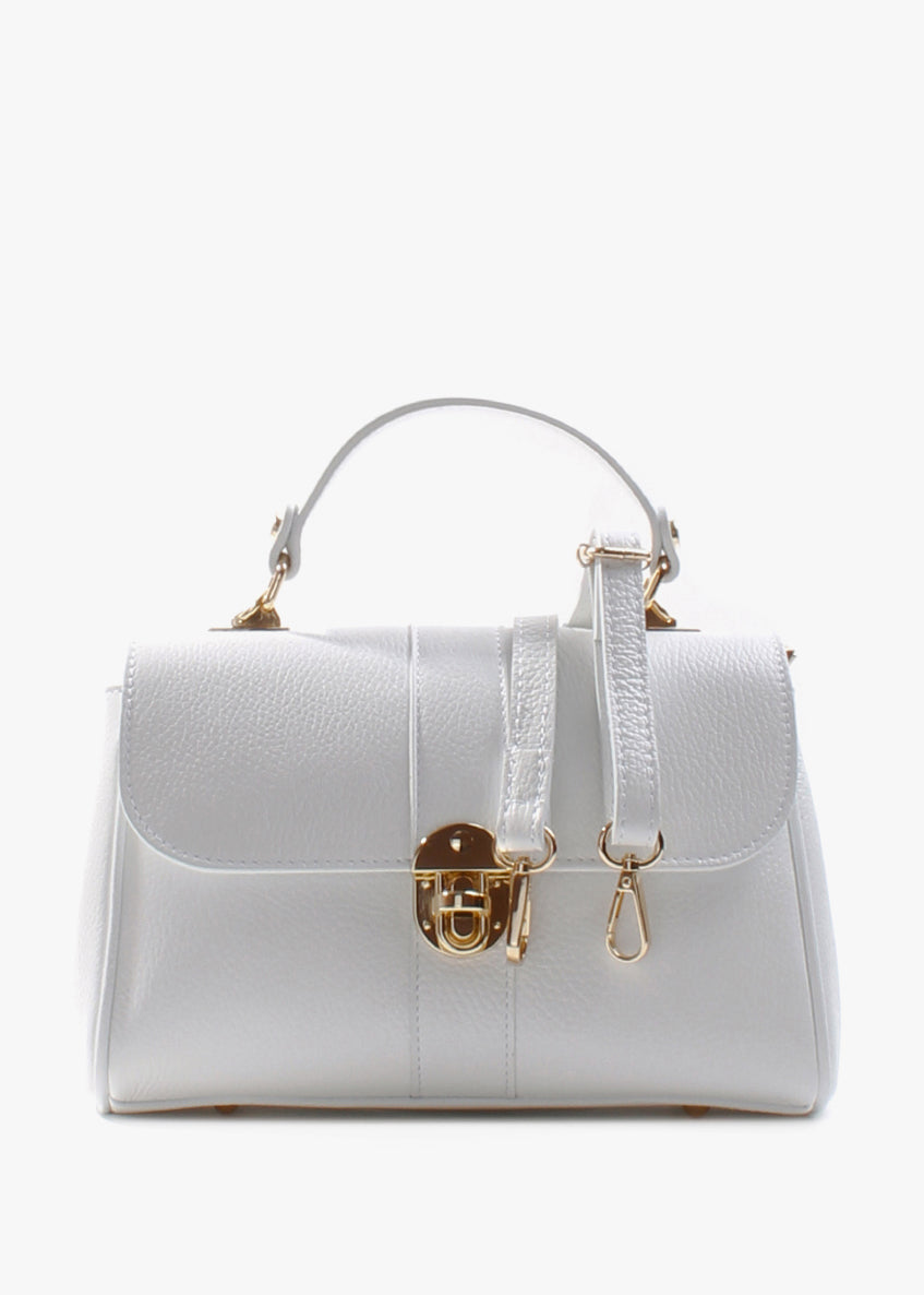 Bolso de mano de piel italiana Blanco 4222-16-32