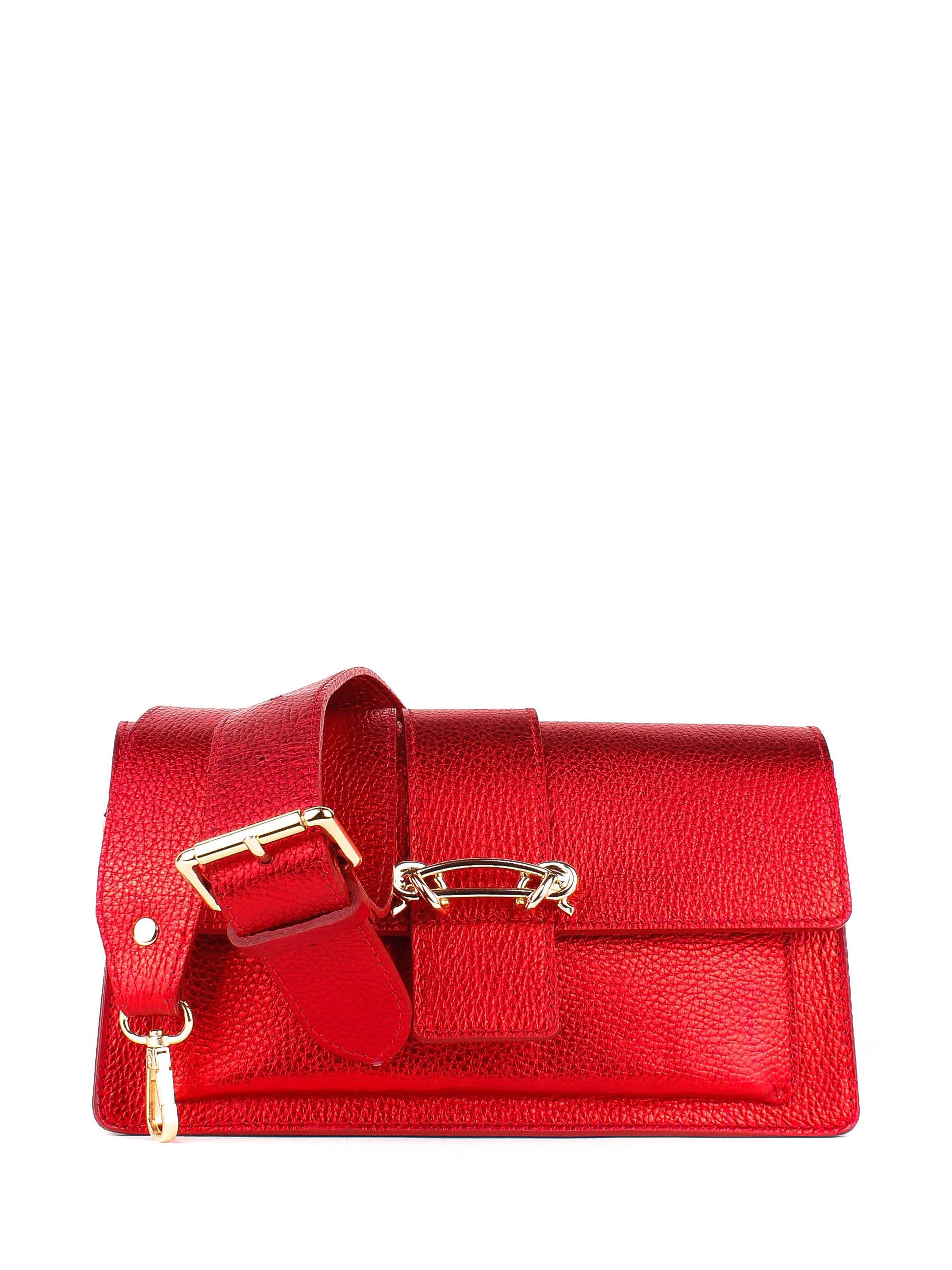 Bandolera de piel italiana Rojo 6184-13-32