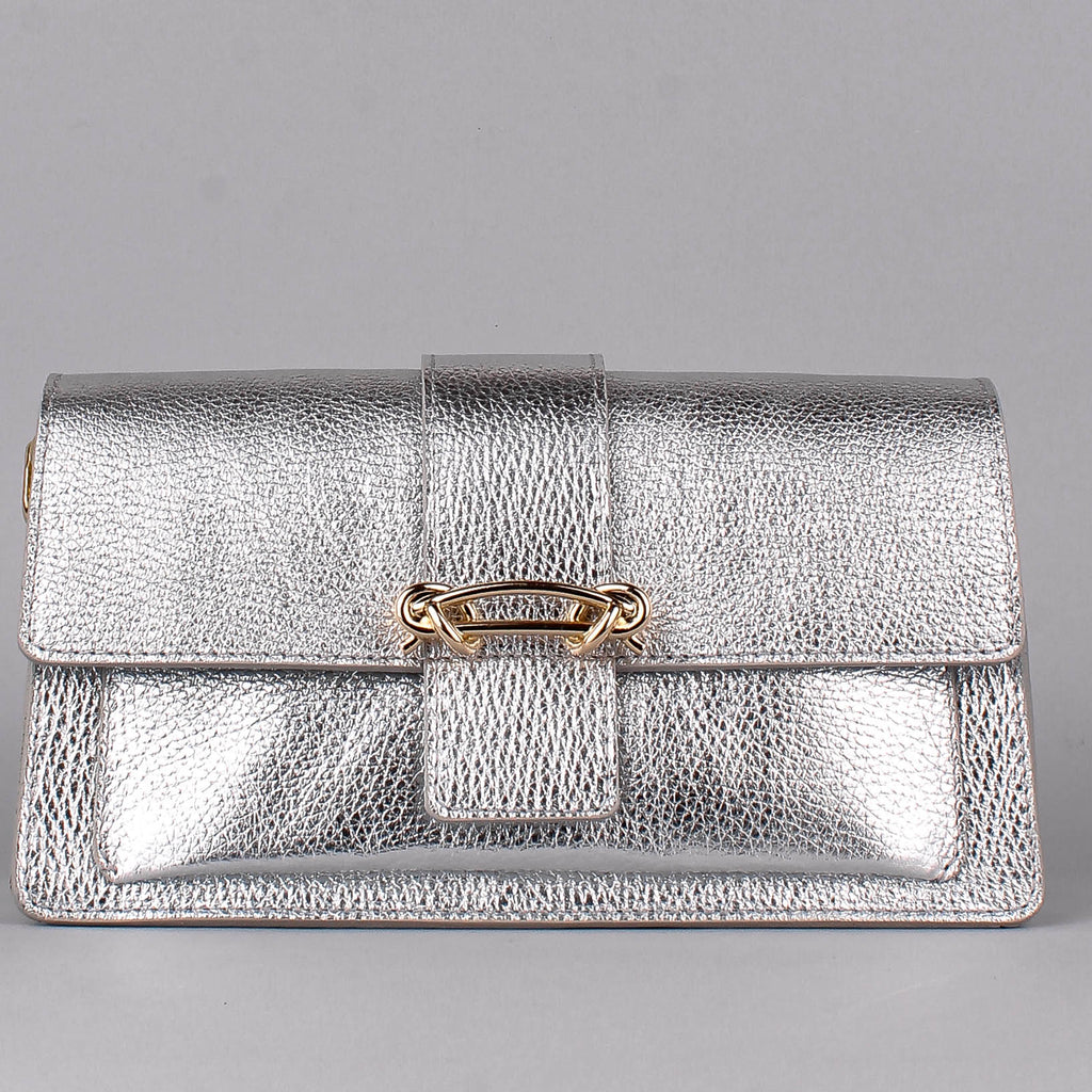 Bandolera de piel italiana Plata 6184-22-32