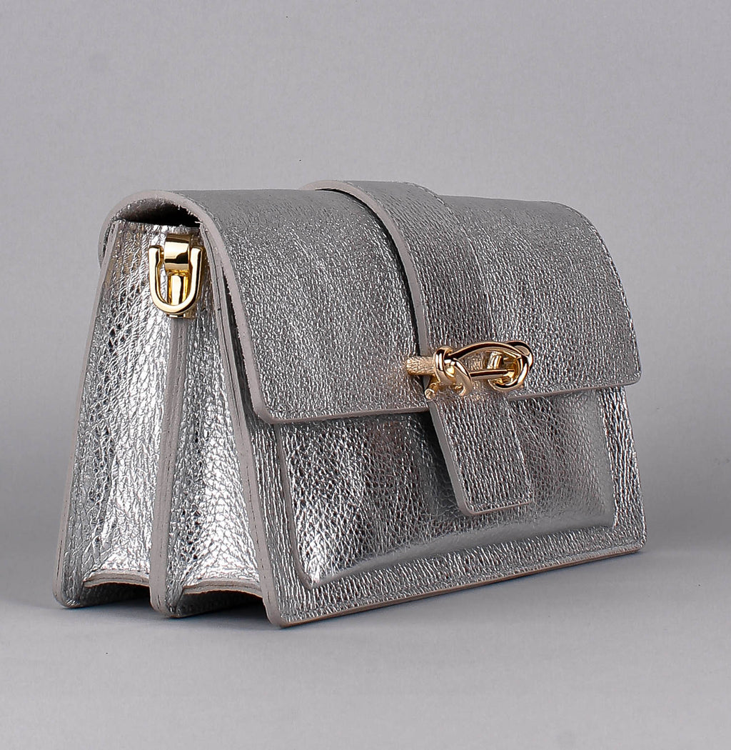 Bandolera de piel italiana Plata 6184-22-32