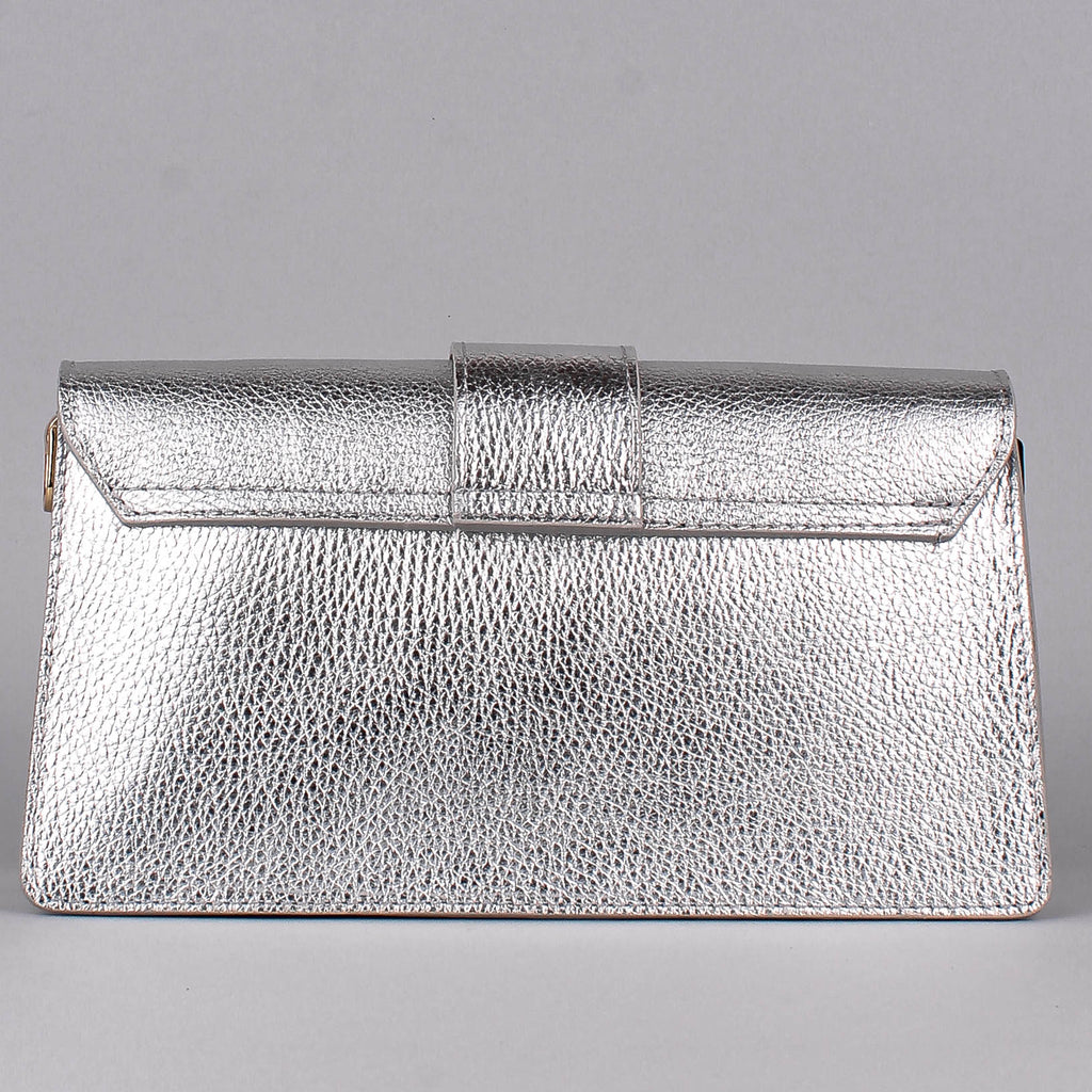 Bandolera de piel italiana Plata 6184-22-32