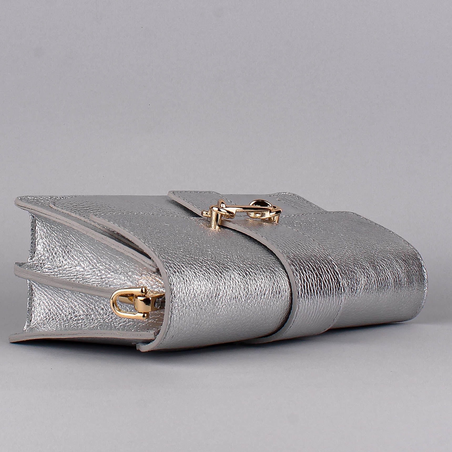 Bandolera de piel italiana Plata 6184-22-32