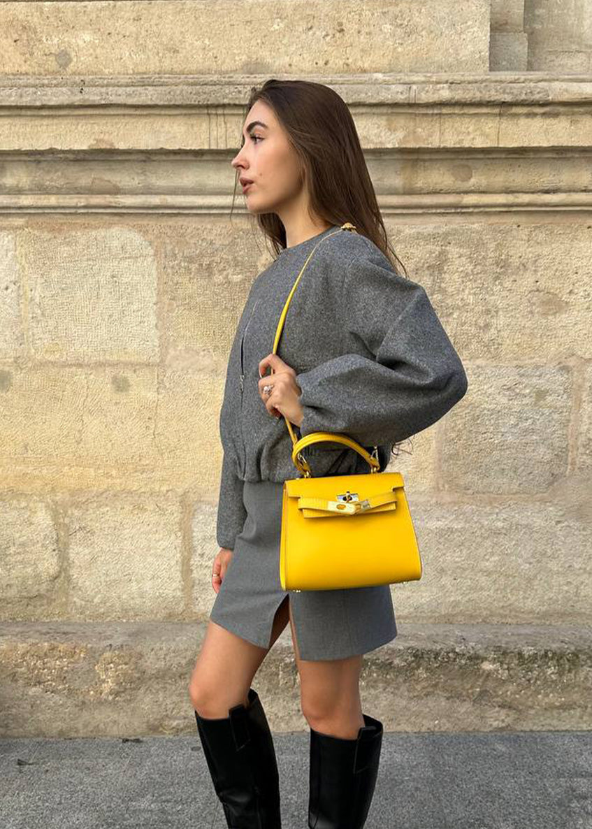 Bolso de mano de piel italiana Amarillo 3993-15-31