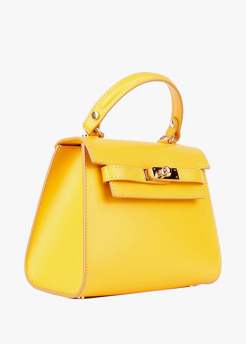 Bolso de mano de piel italiana Amarillo 3993-15-31