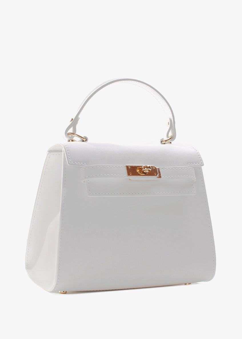 Bolso de mano de piel italiana Blanco 3993-16-31