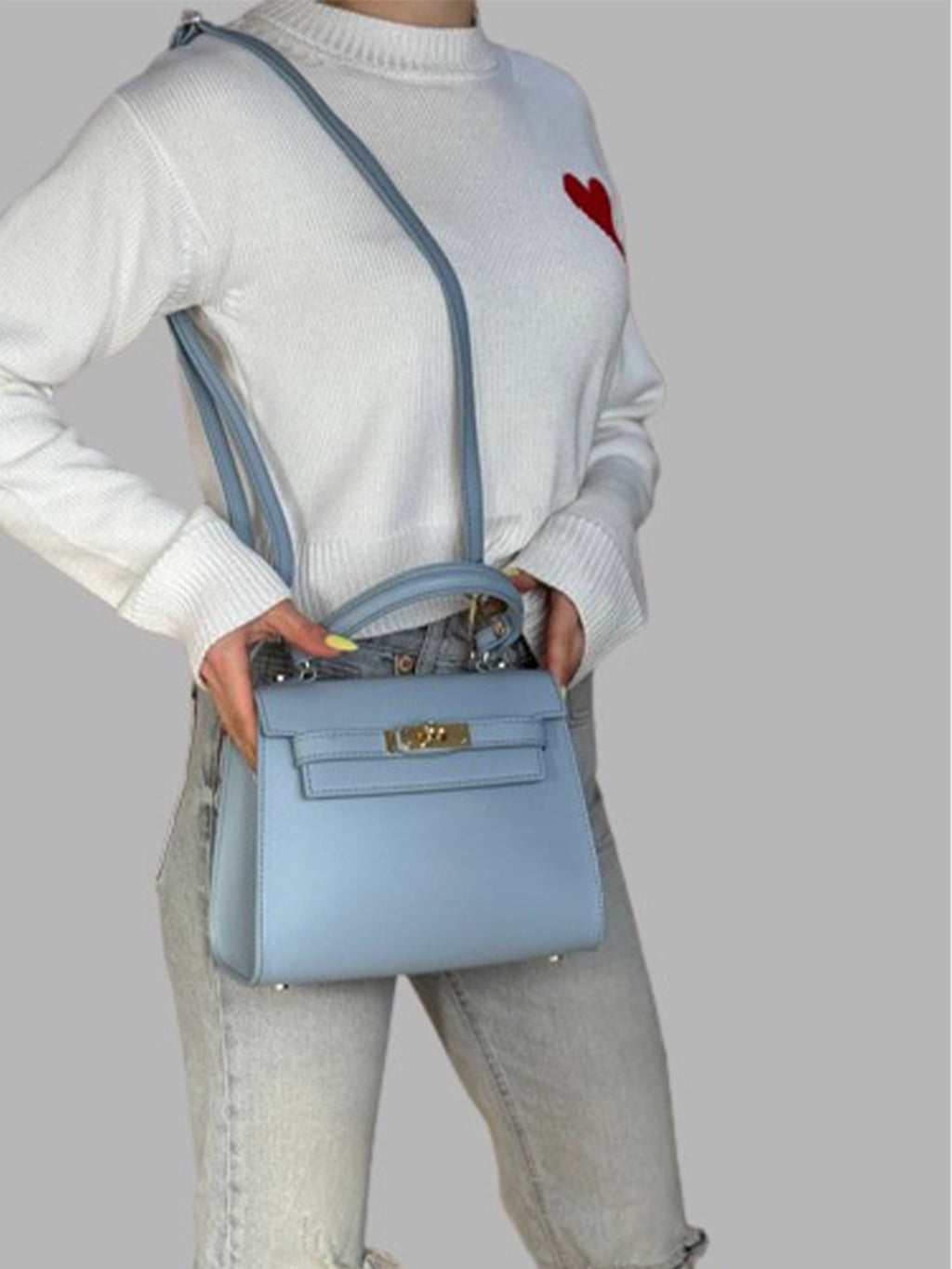 Bolso de mano de piel italiana Блакитний 3993-17-31