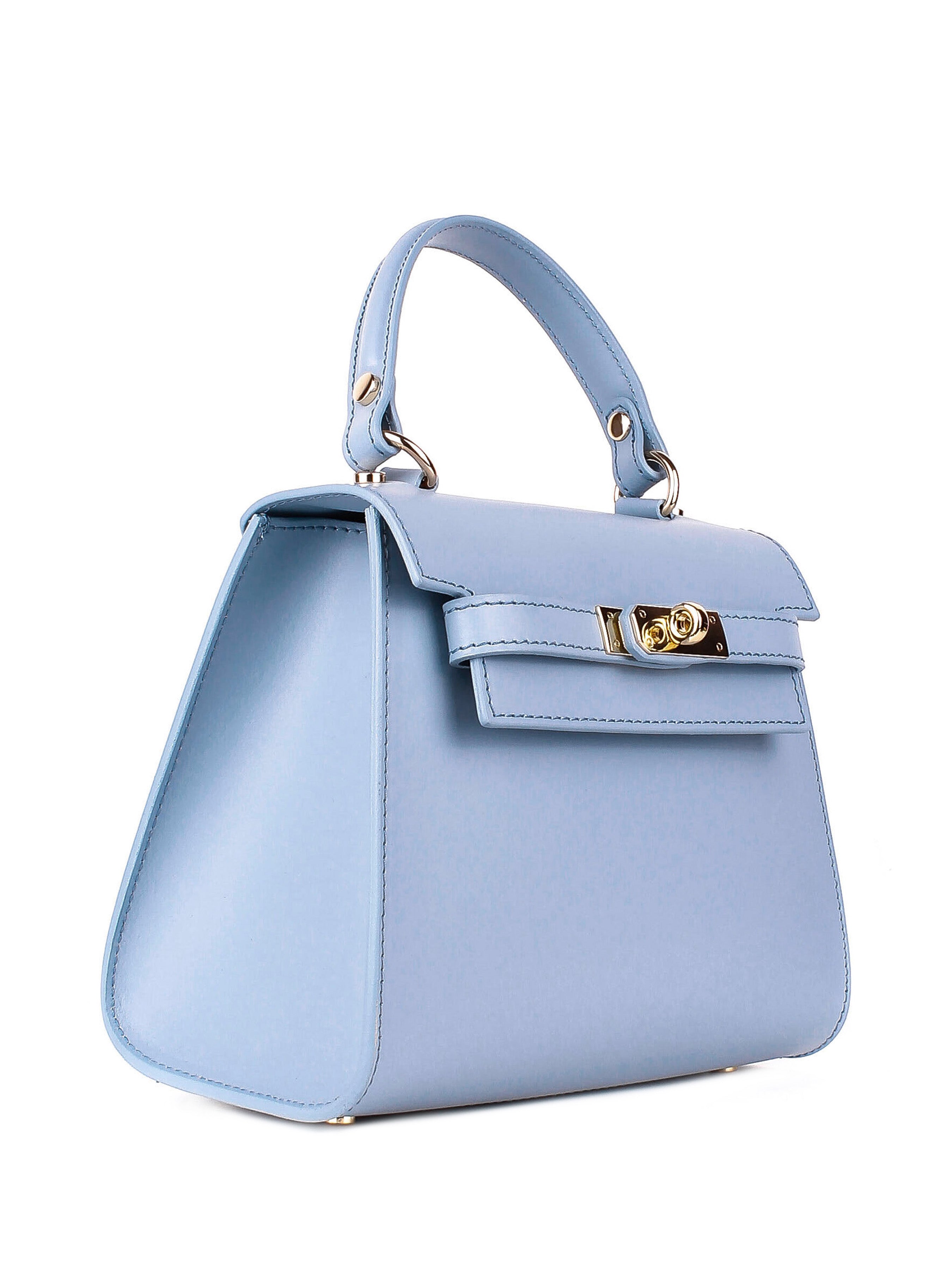 Bolso de mano de piel italiana Блакитний 3993-17-31