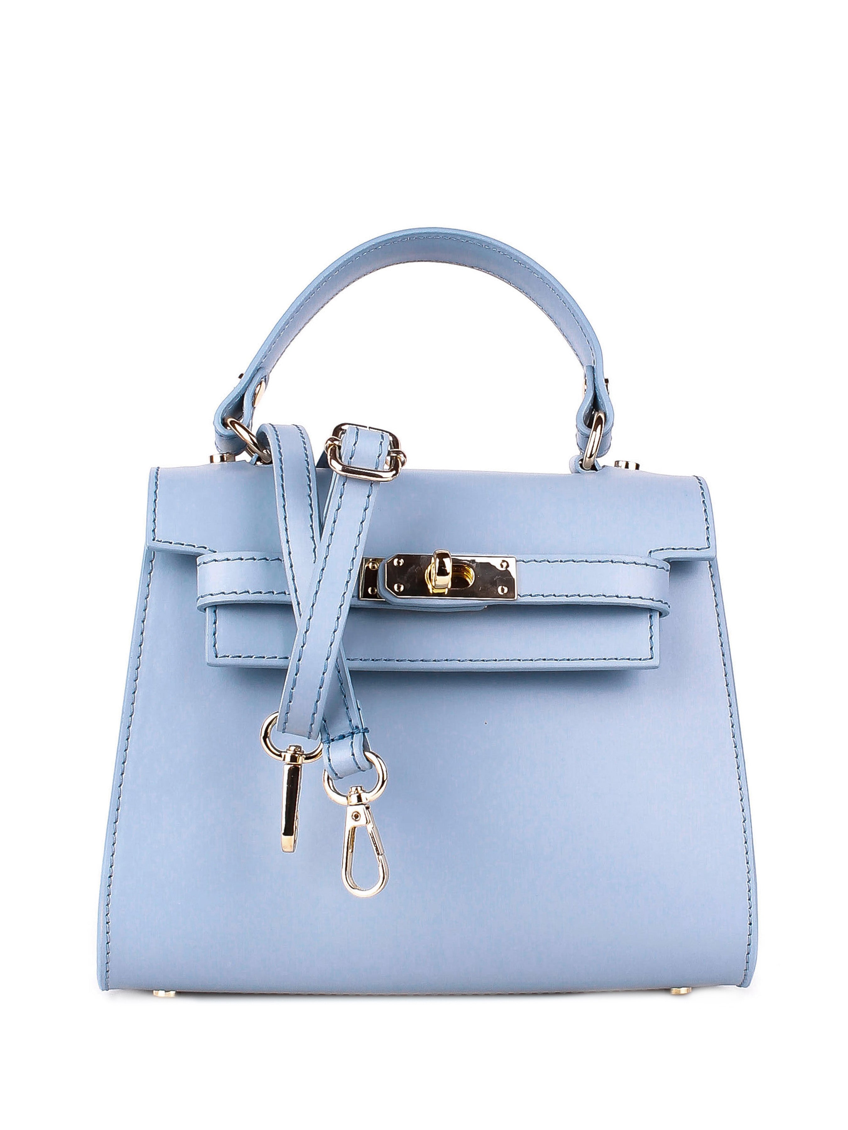 Bolso de mano de piel italiana Блакитний 3993-17-31