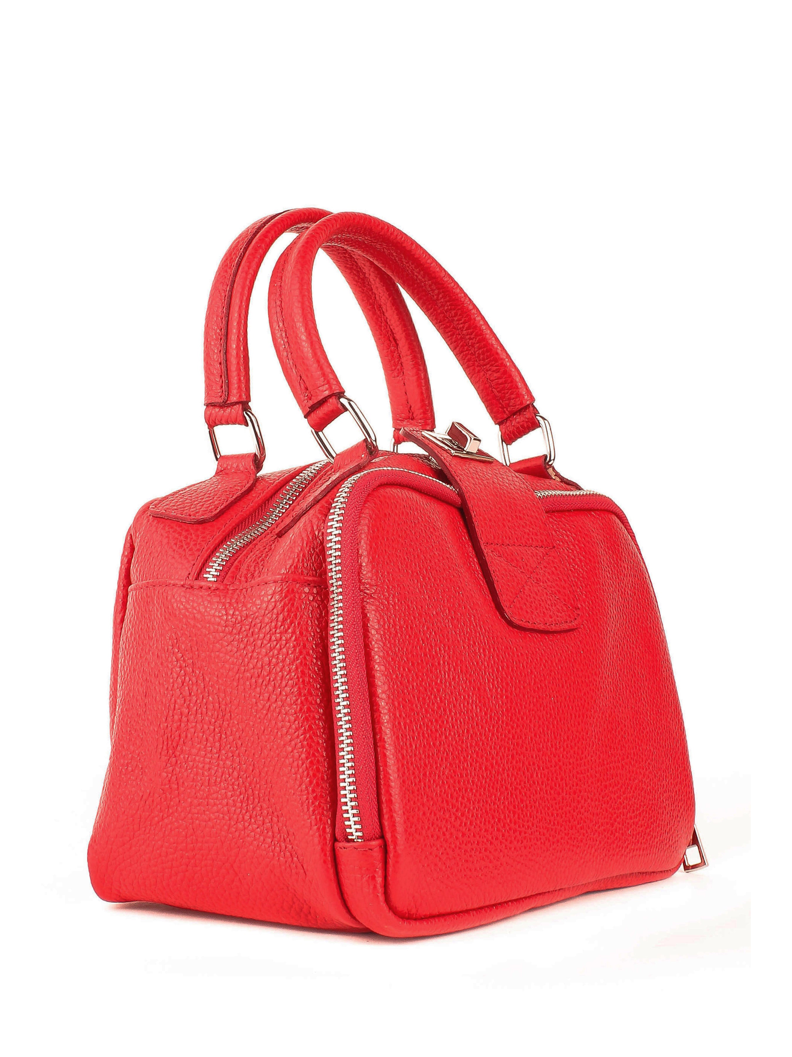 Bolso de mano de piel italiana Rojo 3635-13-32