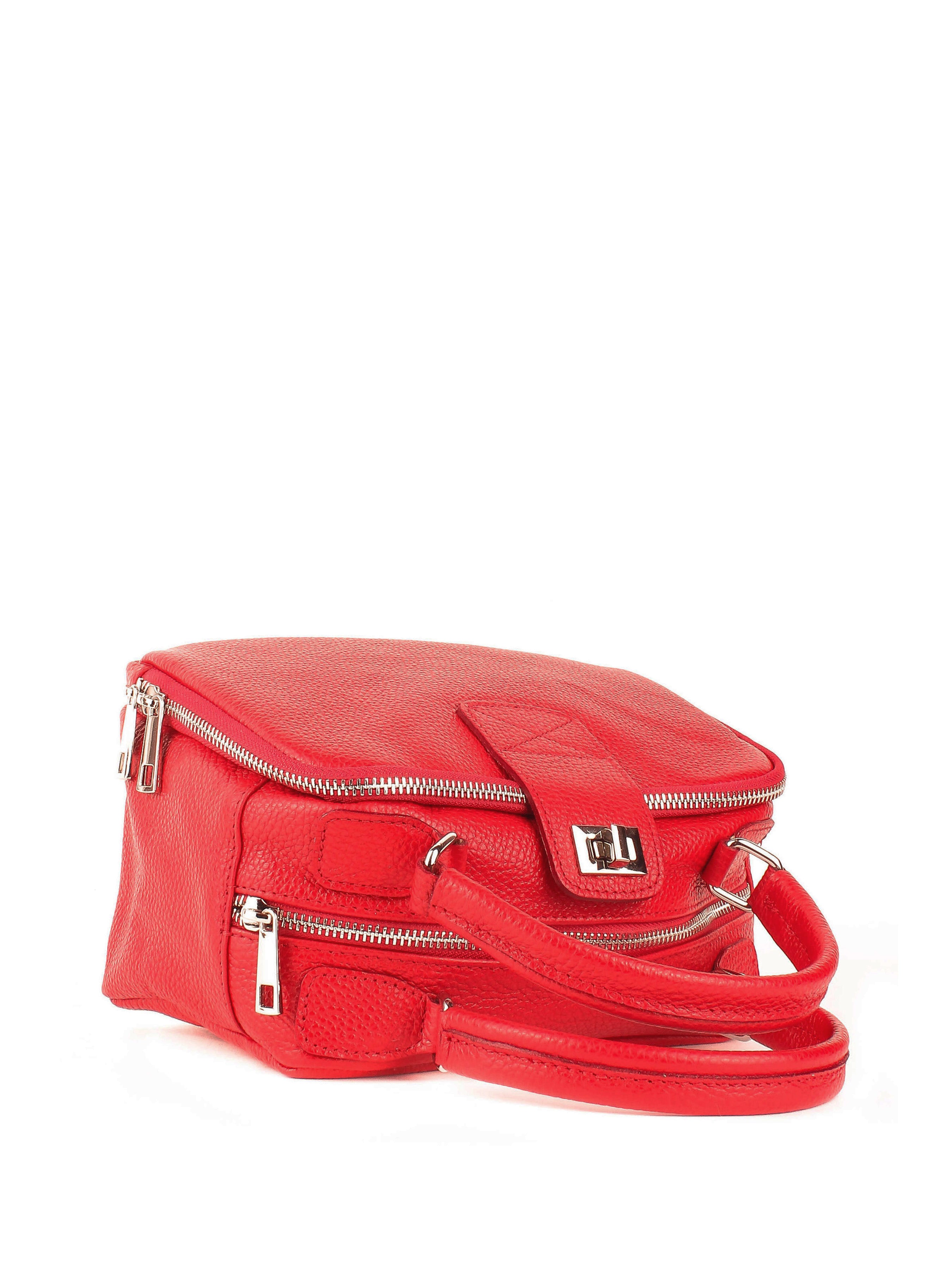 Bolso de mano de piel italiana Rojo 3635-13-32