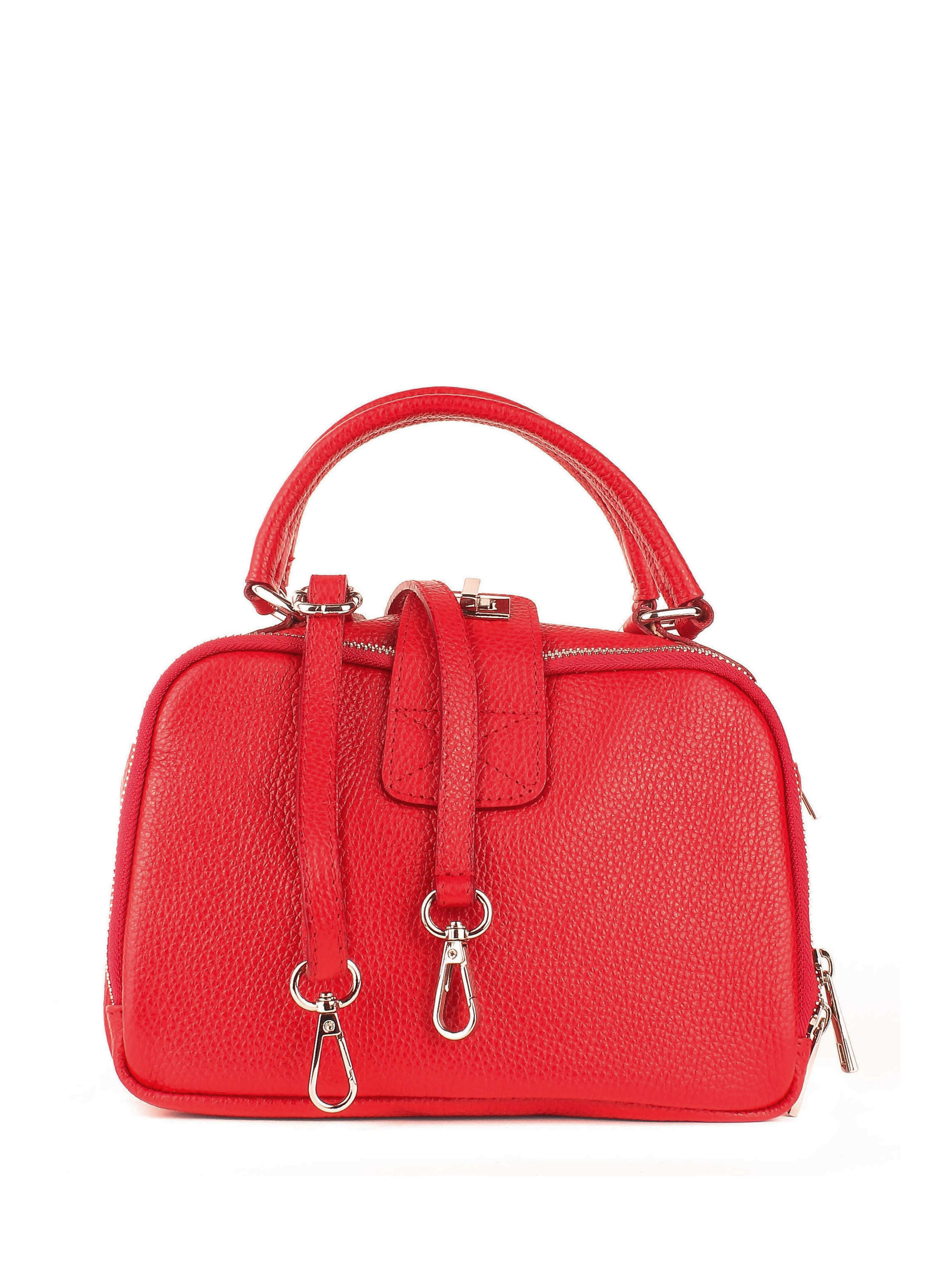 Bolso de mano de piel italiana Rojo 3635-13-32
