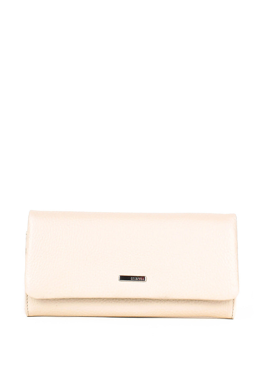 Cartera de piel italiana Beige 1159-13