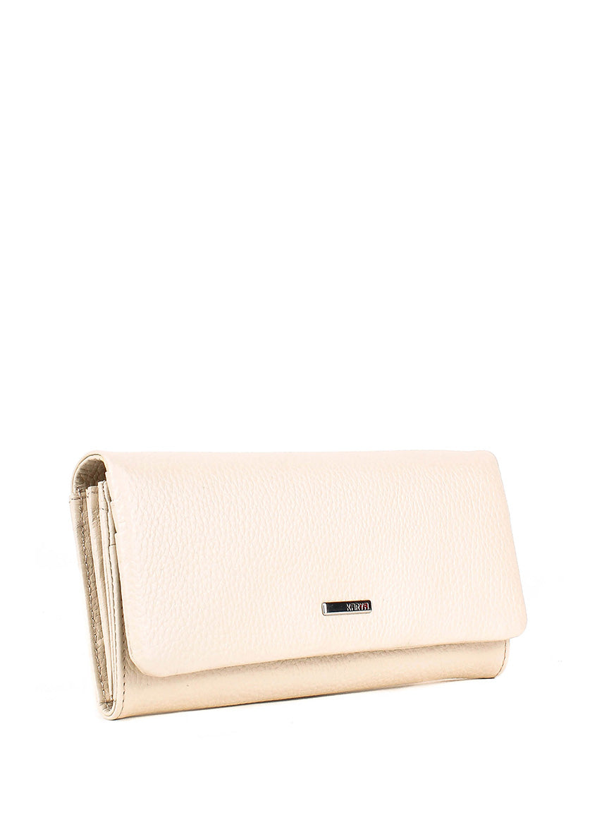 Cartera de piel italiana Beige 1159-13