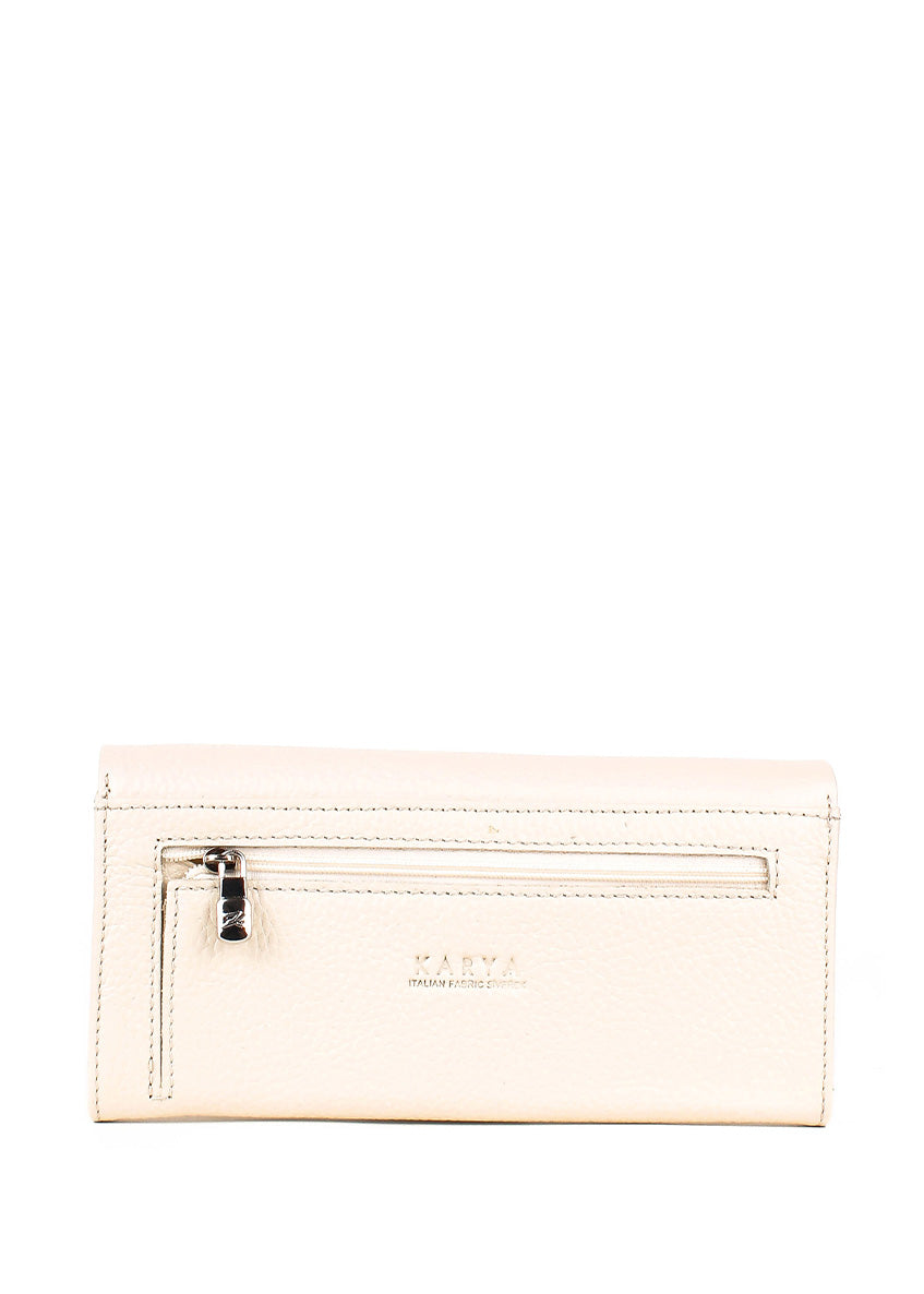 Cartera de piel italiana Beige 1159-13