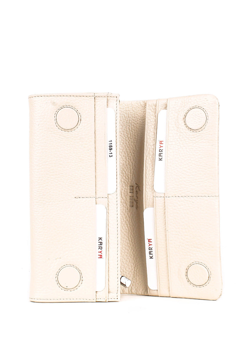 Cartera de piel italiana Beige 1159-13