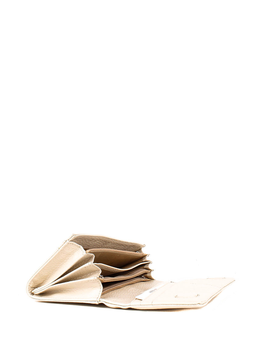 Cartera de piel italiana Beige 1159-13