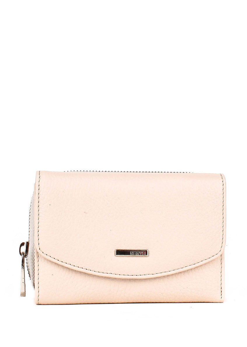 Cartera de piel italiana Beige 1192-13
