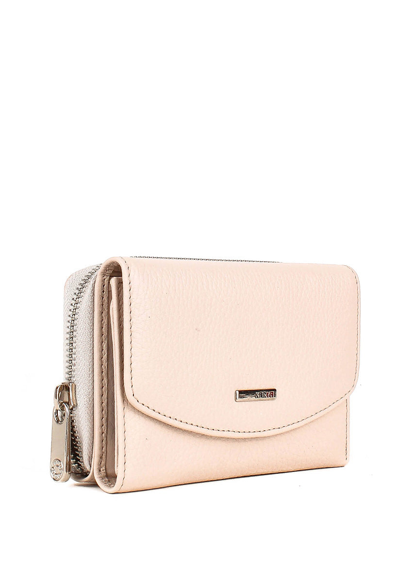 Cartera de piel italiana Beige 1192-13